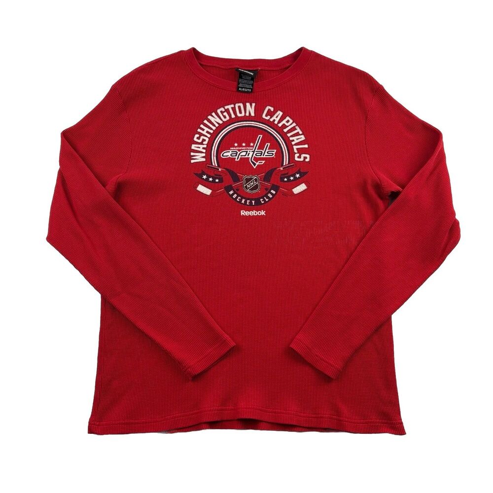Washington Capitals Reebok Thermal Long Sleeve Shirt Mens XL Red Waffle